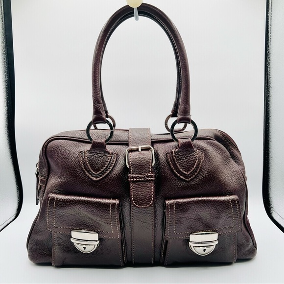 ISANTI BURGUNDY LEATHER BAG SATCHEL SHOULDER BAG GENUINE LEATHER MADE IN ITALY - Picture 3 of 16